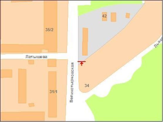 Схема рекламной плоскости по адресу В.Тирнівська вул.ТЦ "Половка"