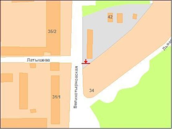 Схема рекламной плоскости по адресу В.Тирнівська вул.ТЦ "Половка"