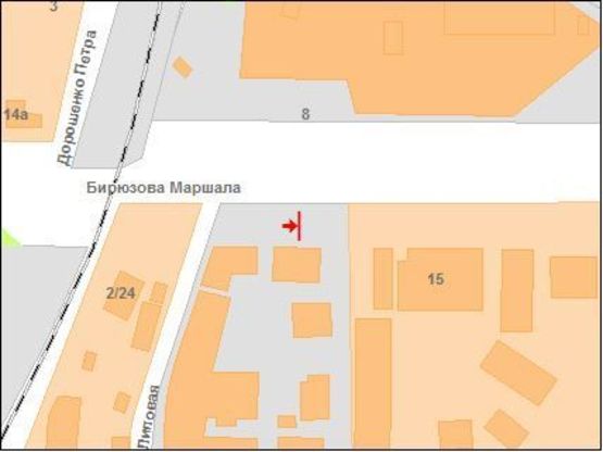 Схема рекламной плоскости по адресу М.Бирюзова вул., 7