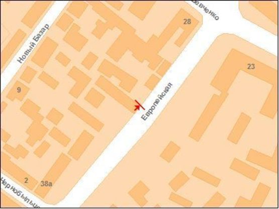 Схема рекламної площини за адресою Європейська вул. (Фрунзе) (зуп. Шевченка)