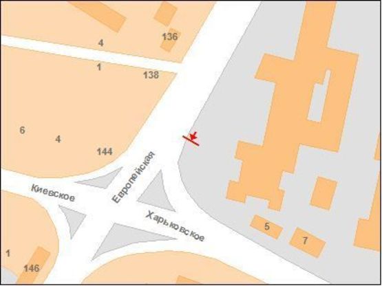 Схема рекламной плоскости по адресу Європейська вул. (Фрунзе)(зуп. Завод "Знамя")