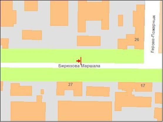 Схема рекламної площини за адресою М.Бірюзова вул., (зуп. Ф-ка "Демітекс")