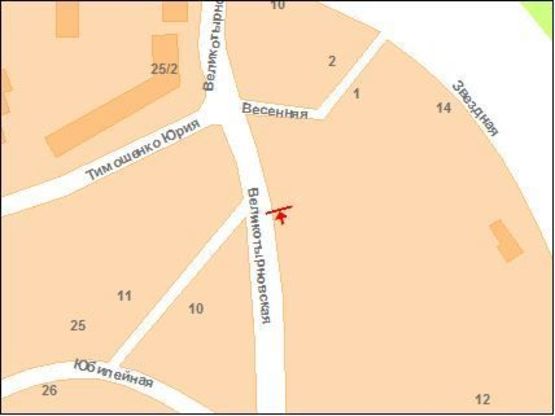 Схема рекламной плоскости по адресу В.Тирнівська вул.(зуп. "Бібліотека")