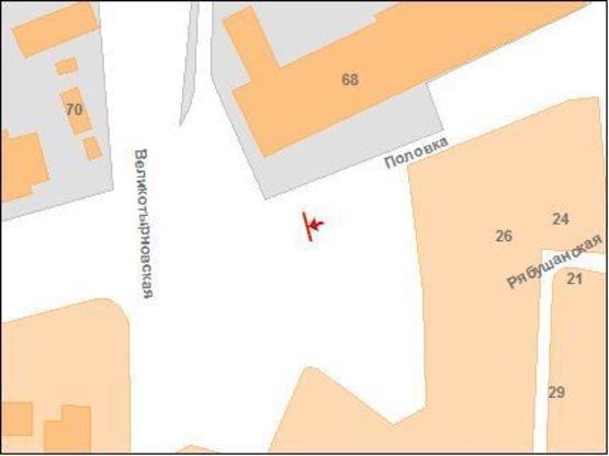 Схема рекламной плоскости по адресу В.Тинівська вул. та Половка вул. (на перехр.)