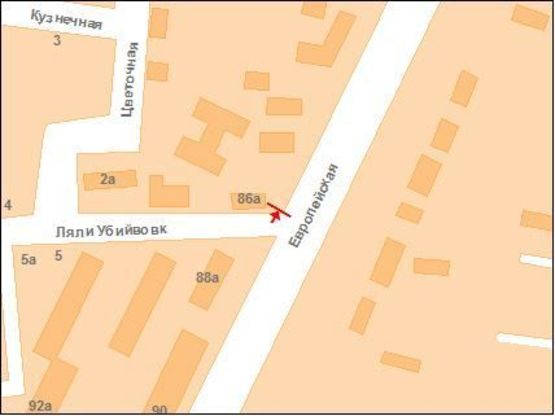 Схема рекламной плоскости по адресу Європейська вул. (Фрунзе), 86 та Лялі Убийвовк (перехр.)