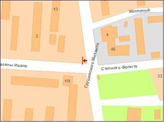 Схема рекламной плоскости по адресу І.Мазепи вул. (Калініна)(зуп. "Мотель")