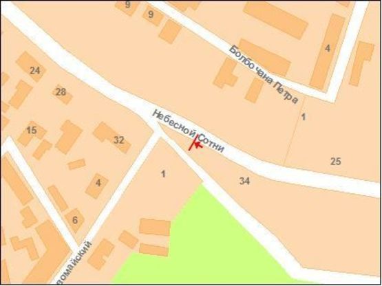 Схема рекламної площини за адресою Небесної Сотні вул. (Леніна) та Першотравневий пров.