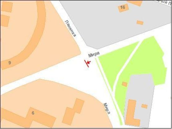 Схема рекламной плоскости по адресу Миру вул. та Панянка вул. (на перехр.)