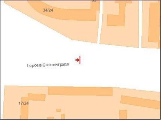 Схема рекламной плоскости по адресу В.Тирнівська вул.та  Г.Сталинграду (на Сади - 2) на перехр.