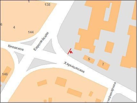 Схема рекламной плоскости по адресу Європейська вул. (Фрунзе) та Х.Шосе вул. (перехр.)