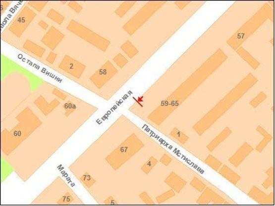 Схема рекламной плоскости по адресу Європейська вул. (Фрунзе), 65