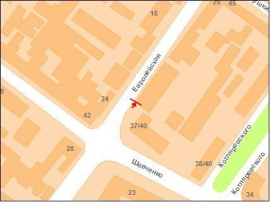 Схема рекламной плоскости по адресу Європейська вул., 35 (вертикальний)