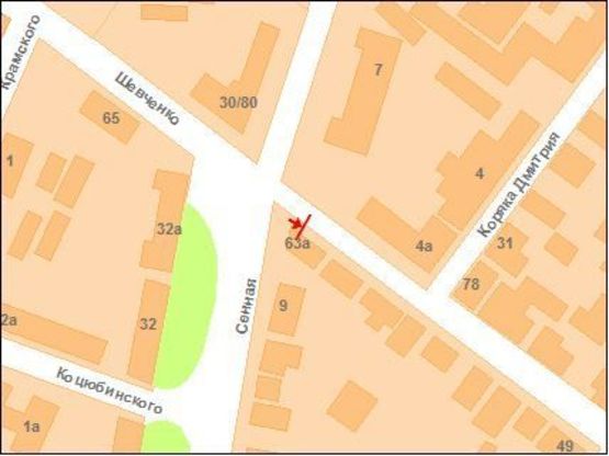 Схема рекламной плоскости по адресу Сінна вул. та  Шевченка вул. (перехр.)