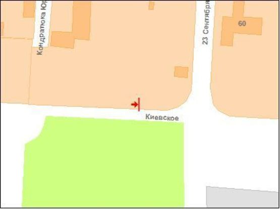 Схема рекламной плоскости по адресу К.Шосе вул. - 23 Вересня вул.