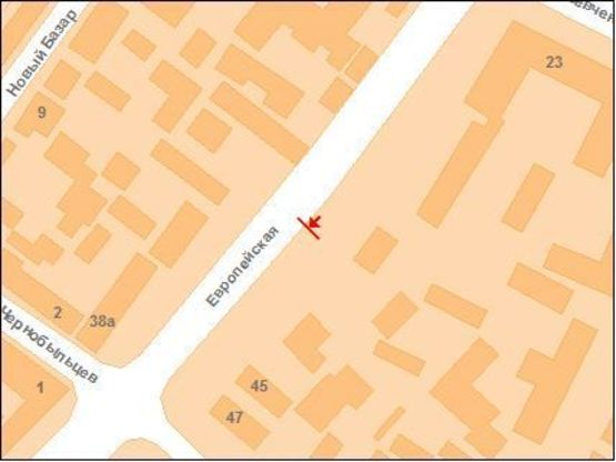 Схема рекламної площини за адресою Європейська вул. (Фрунзе) навпроти Центр. Ринку