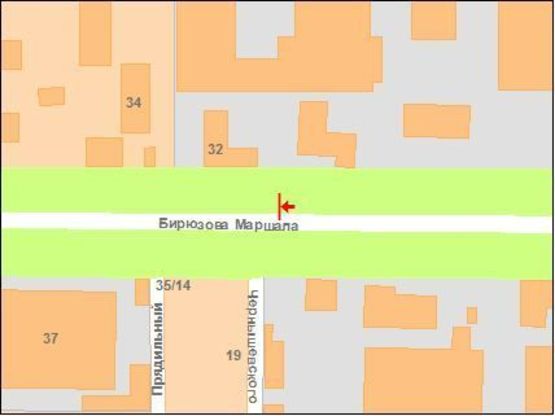 Схема рекламной плоскости по адресу Маршала Бірюзова, вул., 28 (РОВД)