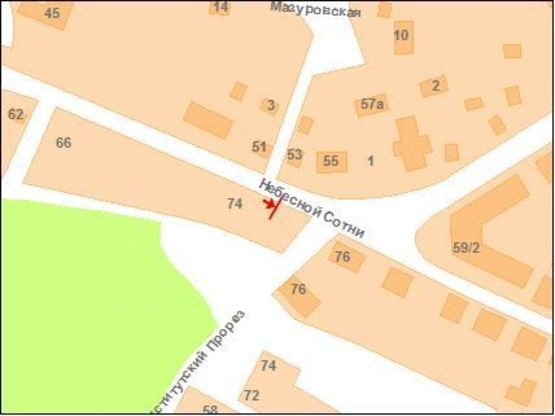 Схема рекламної площини за адресою Небесної Сотні вул. (Леніна) та А.Кукоби вул.(Пролетарська)перехр.