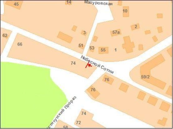 Схема рекламной плоскости по адресу Небесної Сотні вул. (Леніна) та А.Кукоби вул.(Пролетарська)перехр.