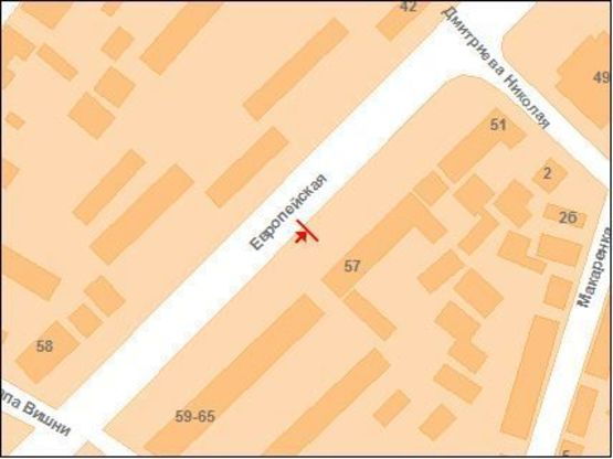 Схема рекламной плоскости по адресу Європейська вул. (Фрунзе),63