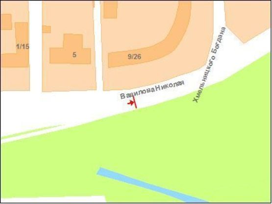 Схема рекламної площини за адресою Вавілова вул., 9/26 (в центр)