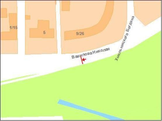 Схема рекламной плоскости по адресу Вавілова вул., 9/26 (з центру)