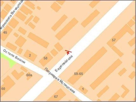 Схема рекламной плоскости по адресу Європейська вул. (Фрунзе), 46