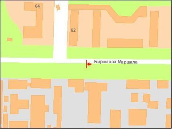 Схема рекламной плоскости по адресу Маршала Бірюзова, вул. 47 (ЮЛІС)