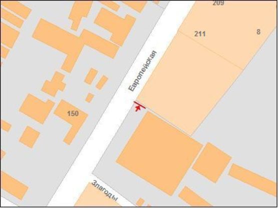 Схема рекламной плоскости по адресу Європейська вул. (Фрунзе),225 (авто-салон Nissan)