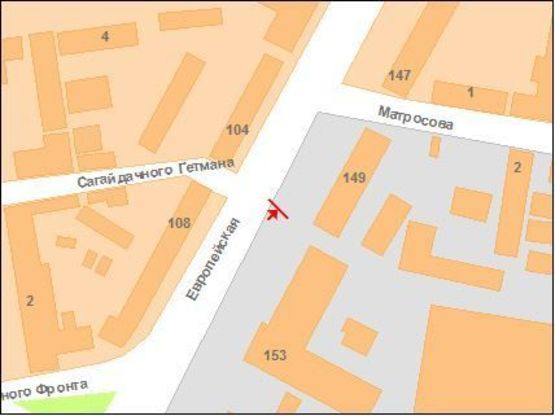 Схема рекламной плоскости по адресу Європейська вул. (Фрунзе),149(зліва)