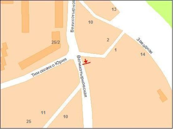 Схема рекламної площини за адресою В.Тирнівськавул. - Юрія Тимошенка ("Тарапуньки") вул. (Примакова)