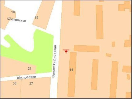 Схема рекламної площини за адресою В.Тирнівська вул., 18 (КОНСОЛЬ)