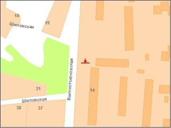 Схема рекламной плоскости по адресу В.Тирнівська вул., 18 (КОНСОЛЬ)