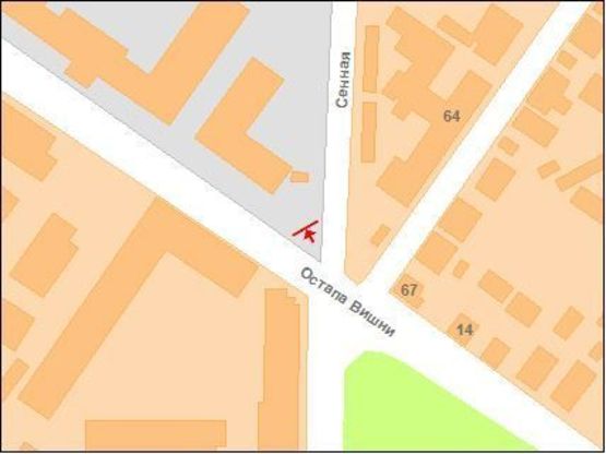 Схема рекламной плоскости по адресу Сінна вул. - О.Виншні вул.