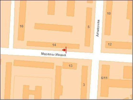Схема рекламной плоскости по адресу І. Мазепи вул. (Калініна), 14