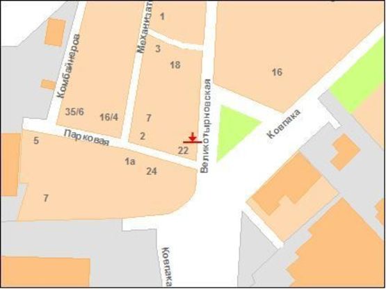 Схема рекламной плоскости по адресу Великотирнівська вул. - Паркова вул. ("Велика Кишеня")перехр.