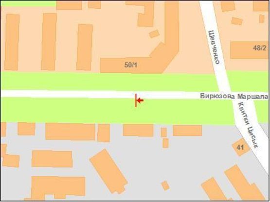 Схема рекламной плоскости по адресу М.Бірюзова вул, 43