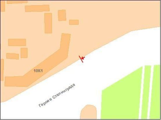 Схема рекламной плоскости по адресу Г.Сталинграду вул.,10 (у бік В.Тирнівської вул.)