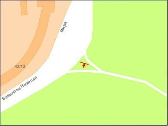 Схема рекламной плоскости по адресу Вавілова вул, 42/13 (в'їзд права)
