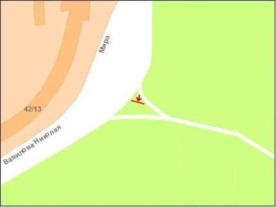 Схема рекламной плоскости по адресу Вавілова вул, 42/13 (виїзд права)