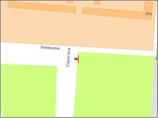 Схема рекламной плоскости по адресу К.Шосе вул. - Серьогіна вул. (на Харків)