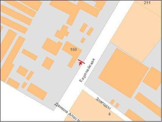 Схема рекламної площини за адресою Європейська вул. (Фрунзе), 150