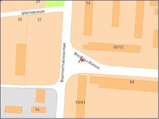 Схема рекламной плоскости по адресу І.Мазепи вул. (Калініна) 50/12(р.смуга)(Автовокзал)