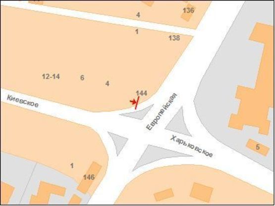 Схема рекламной плоскости по адресу Європейська вул. (Фрунзе) - К.Шосе вул.