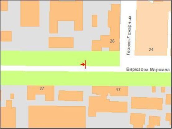 Схема рекламної площини за адресою М. Бірюзова вул., 14