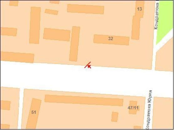 Схема рекламной плоскости по адресу І.Мазепи вул. (Калініна) (поліклініка)