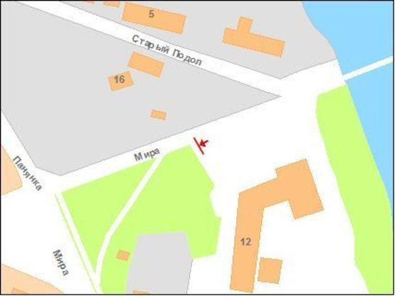 Схема рекламной плоскости по адресу Миру вул., готель"Турист"