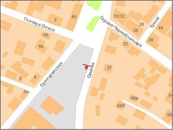 Схема рекламной плоскости по адресу Сінна вул. - О.Гончара вул. (Енгельса)перехр.