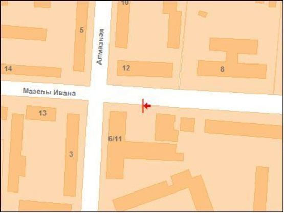 Схема рекламной плоскости по адресу І.Мазепи вул. (Калініна), ТАЦ Алмазного м-ну(ринок Алмазний)