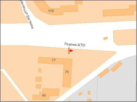 Схема рекламної площини за адресою Героїв АТО вул. (Красіна), 75 (ринок Сади-2)