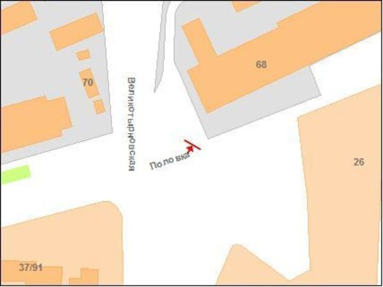 Схема рекламной плоскости по адресу В.Тирнівська вул. - Половка вул.